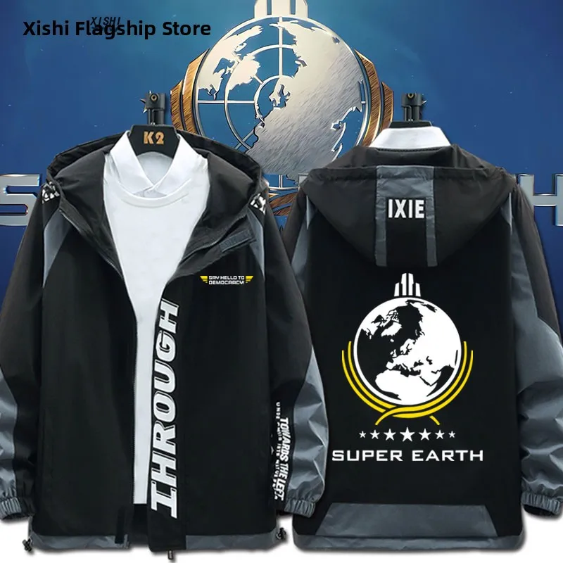 

Мужская осенне-зимняя куртка Super Earth Insert Coin из полиэфирного волокна с хлопковой подкладкой, повседневная, свободного кроя, с капюшоном и застежкой-молнией