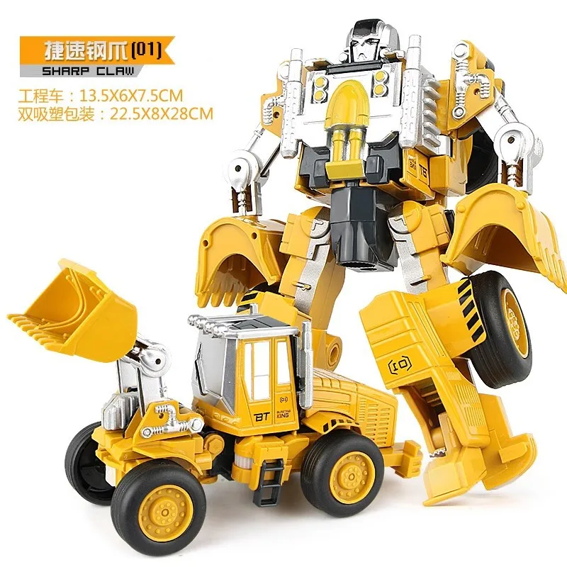 Transforming Robot Toy Magnetically Assembles into Realistic Large Robot Figure 5 Construction Trucks for Boys Ages 3 and Up