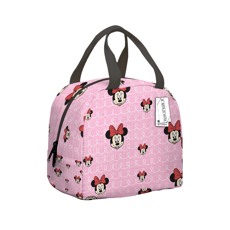 Disney-Sac à lunch de dessin animé Minnie Mouse, grande capacité, étanche, isolation thermique, boîte de rangement des aliments pour enfants