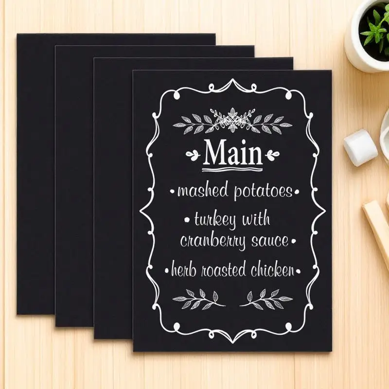 4Pcs Blackboard Wall Decal Chalkboard Stickers Removable 20x30cm Peel Stick Chalk Board Paper Reusable for Room