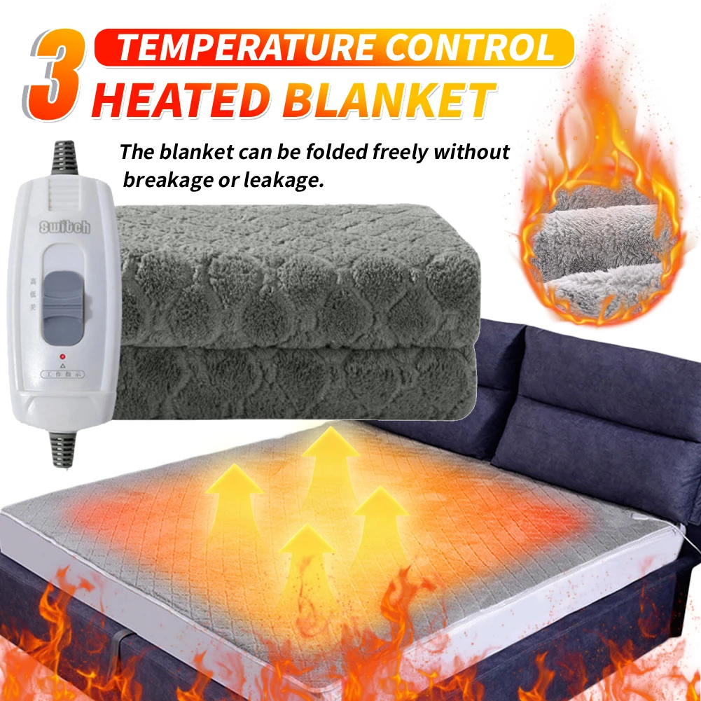 

Winter Electric Blanket Automatic Thermostat Fleece Heated Blanket Velvet Portable Body Warmer Household Office Heated Mattress