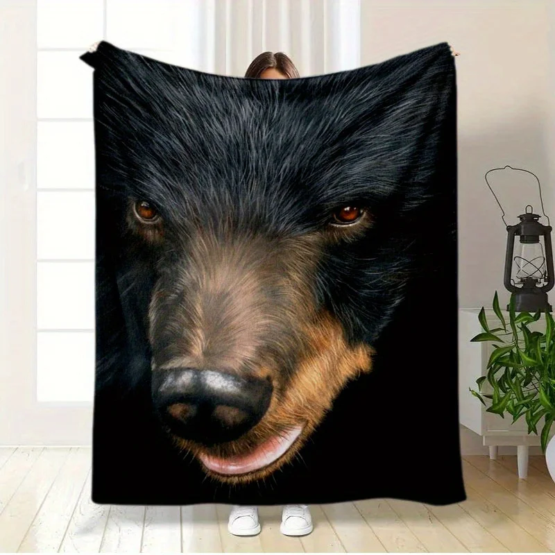 

Cozy All-Season Bear Pattern Throw Blanket - Soft Flannel, Tear-Resistant for Couch, Bed, Office, and Travel