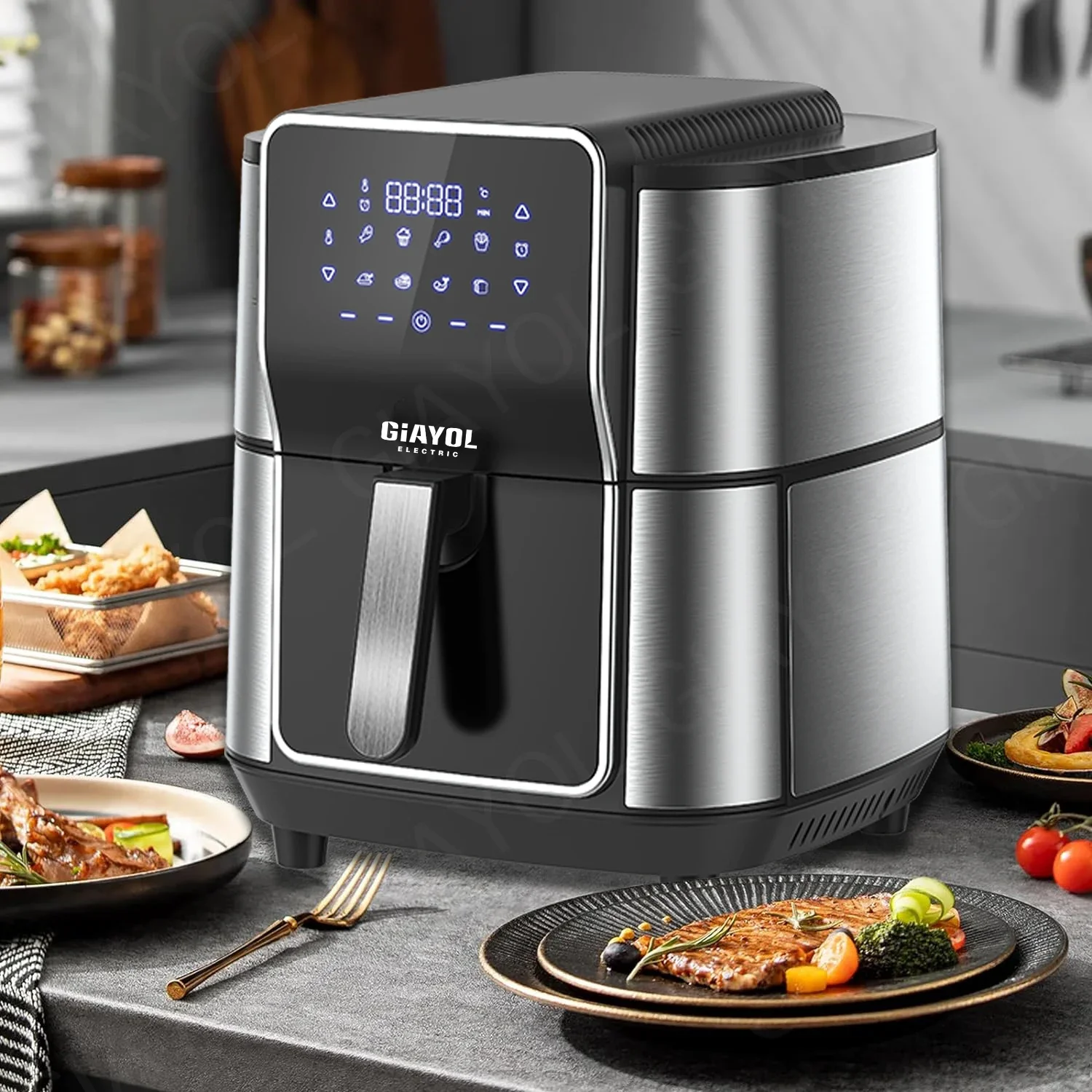 

2023 new arrival 1800W most popular 8L factory price good quality air fryer with tuya wifi control digital smart air fryer