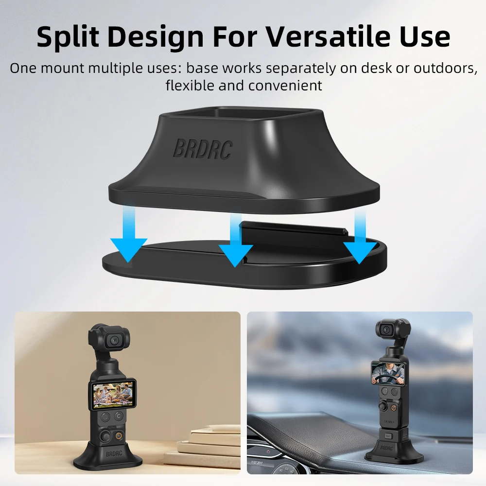 BRDRC Car Mount Base for DJI Pocket 4 3 Accessories Detachable Non-slip Desktop Base Stable Support Stabilizer