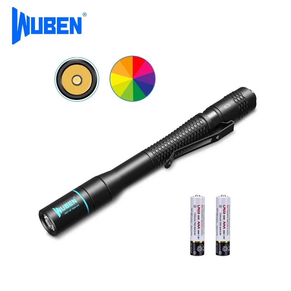 WUBEN E19 LED Pen Light Medical Flashlight 200 Lumens High CRI NICHIA IP68 Waterproof AAA Batteries Non-slip Mini Pen Torch