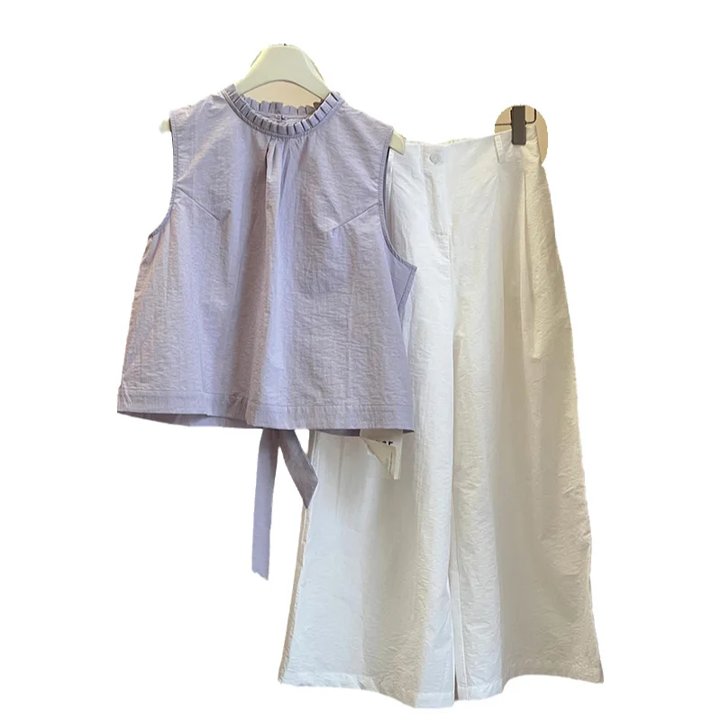 

Look at the purple back lace-up sleeveless top, small shirt feeling Korean age-reducing temperament vest women's summer