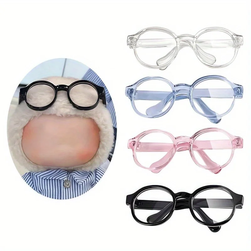 Suitable for Labubu doll glasses 4-piece set, with transparent lenses suitable for doll clothing accessories (without dolls)