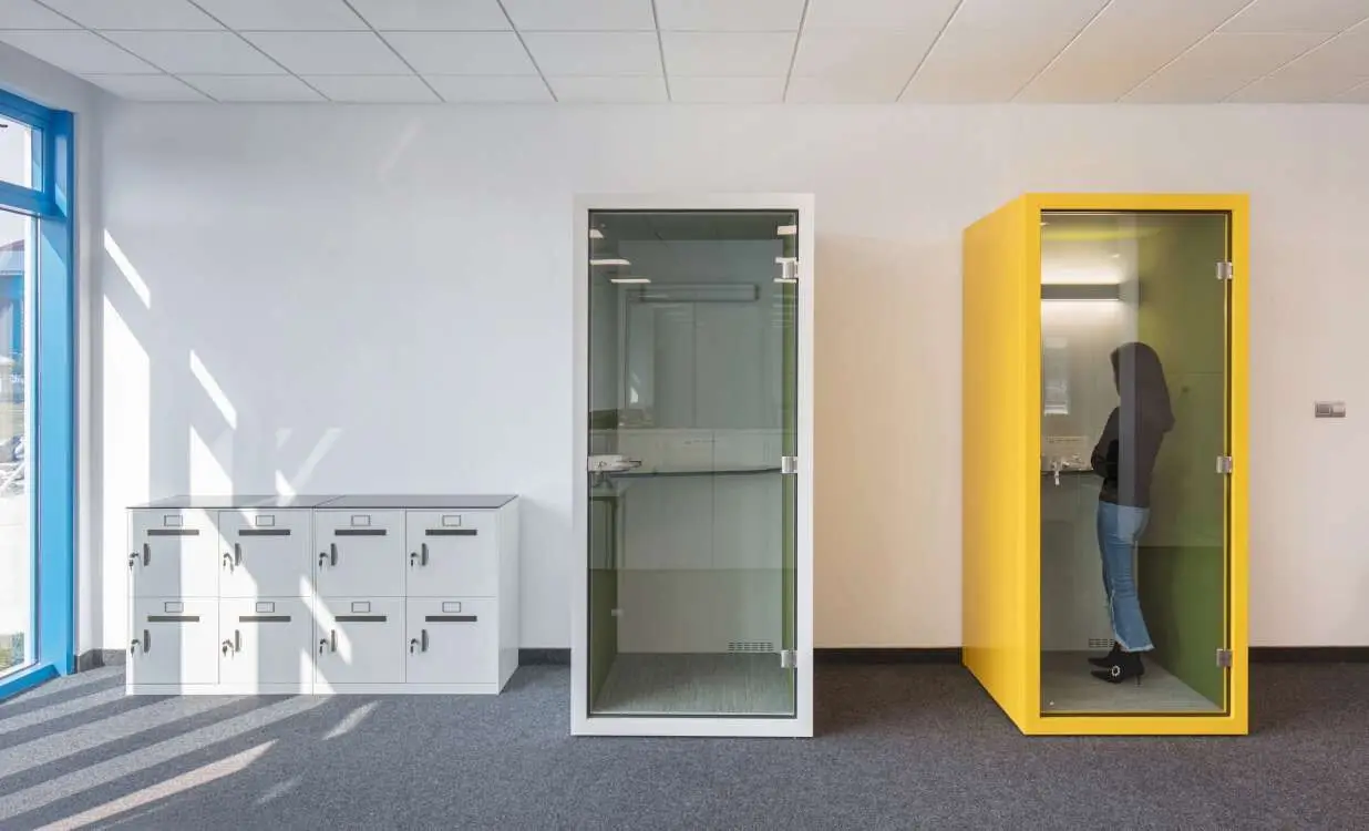 Acoustic Phone Booth Office Privacy Pod Soundproof Work Pods Movable Storage Office Supermarket Hotel Bedroom Bathroom Steel