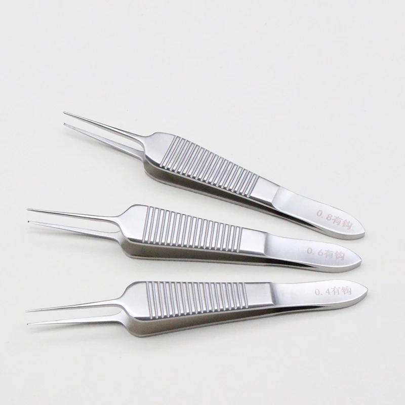 Pálpebra dupla Oftálmica Plataforma Pinça com Pinça de Dente, Instrumento Microscópico Plástico Cosmético, Pinça Nano Plástico, Tooth Enterrando Ferramenta