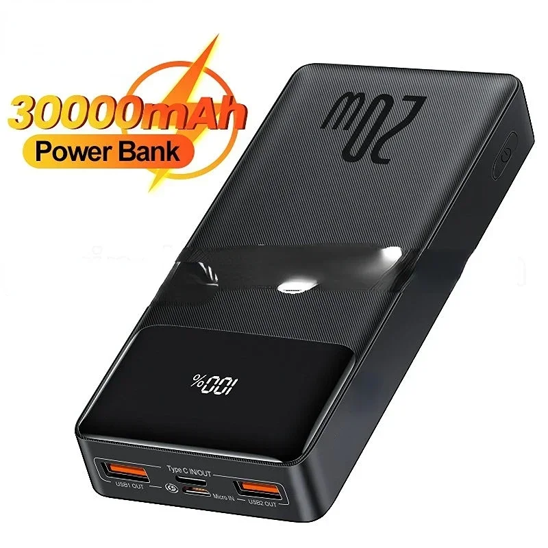 FOR Power Bank 30000mah Large Capacity 20W Fast Charging Mobile Power Supply for  Iphone Portable PD Flash Charging