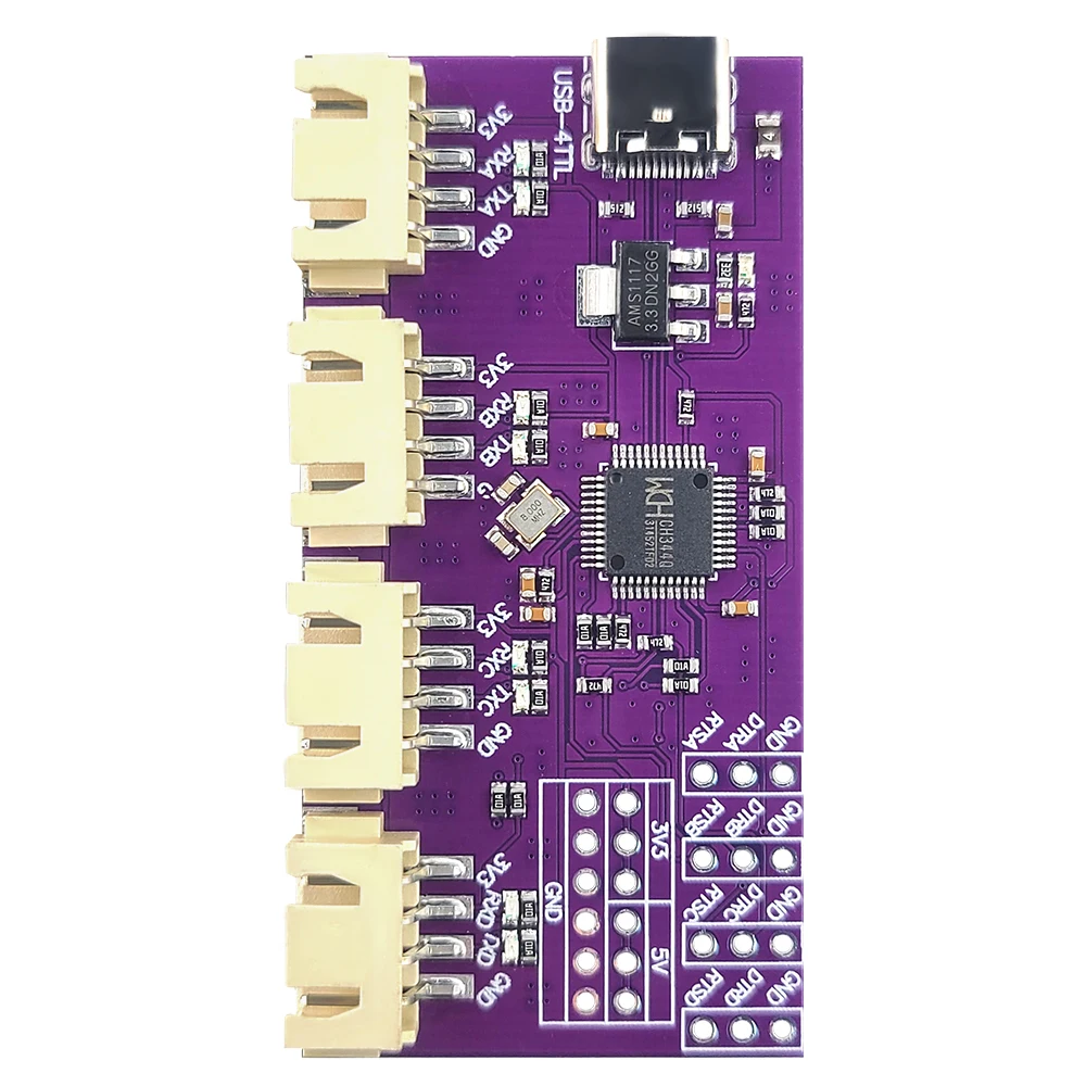 USB to 4-Port TTL Serial Port Module Type-C Interface 6Mbps High-Speed CH344 Chip Communication Conversion Module