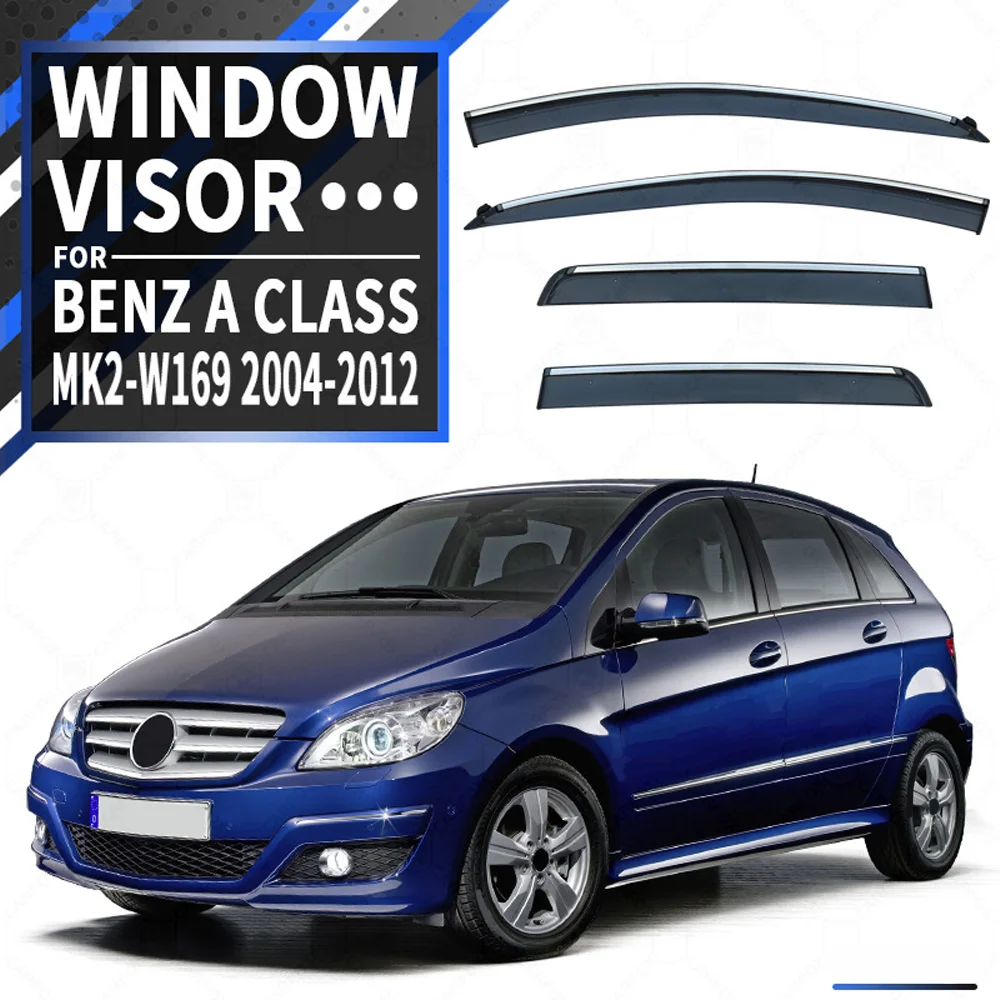 

Chrome Strips Rain Guards for Mercedes-Benz A-Class W169 2004-2012 Window Visor Wind Deflectors Door Visor Vent Shades Ventvisor