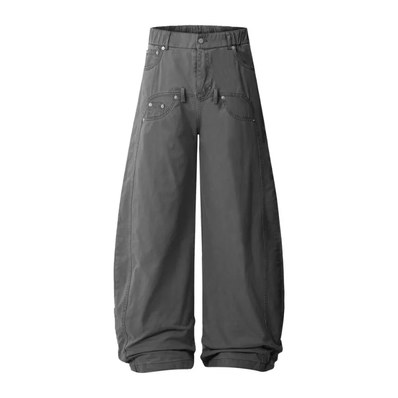 OR FL American Retro Curved Knife 100 Cotton Women Cargo Trousers Design Sense Baggy Lazy Solid Color Wide Leg Pants Y2k Slacks