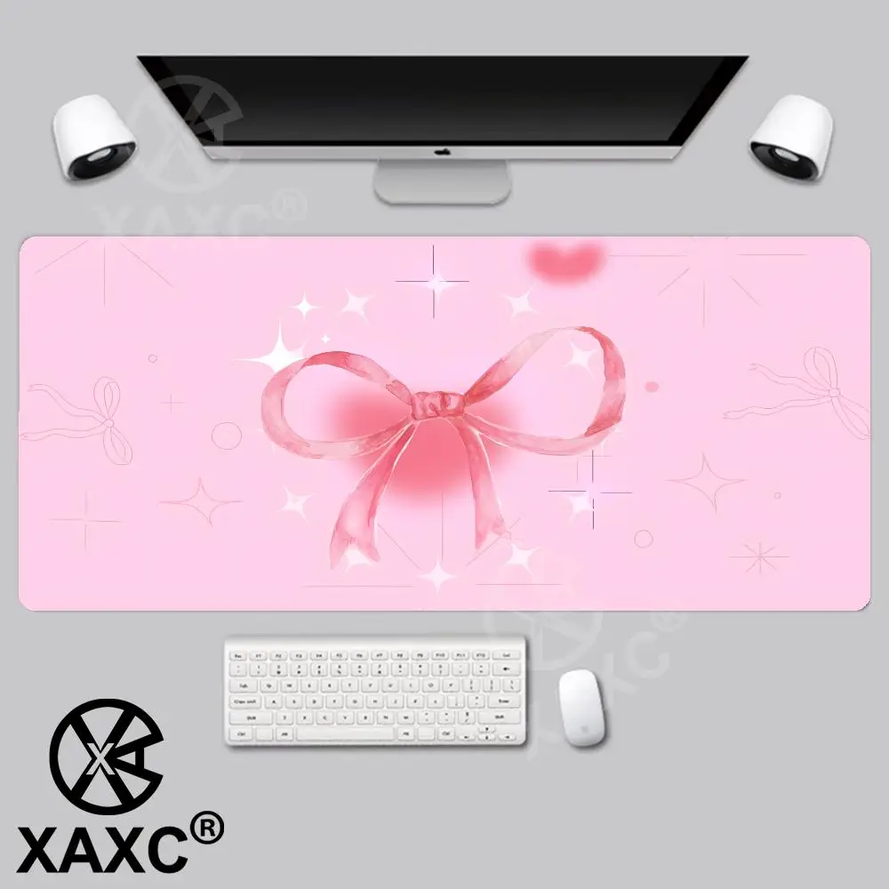 Simple Korean Bow Pu Leather XAXCOffice Desk Mat Mouse Pad Computer Speed Type Carpet Mat Player Laptop Keyboard Cartoon