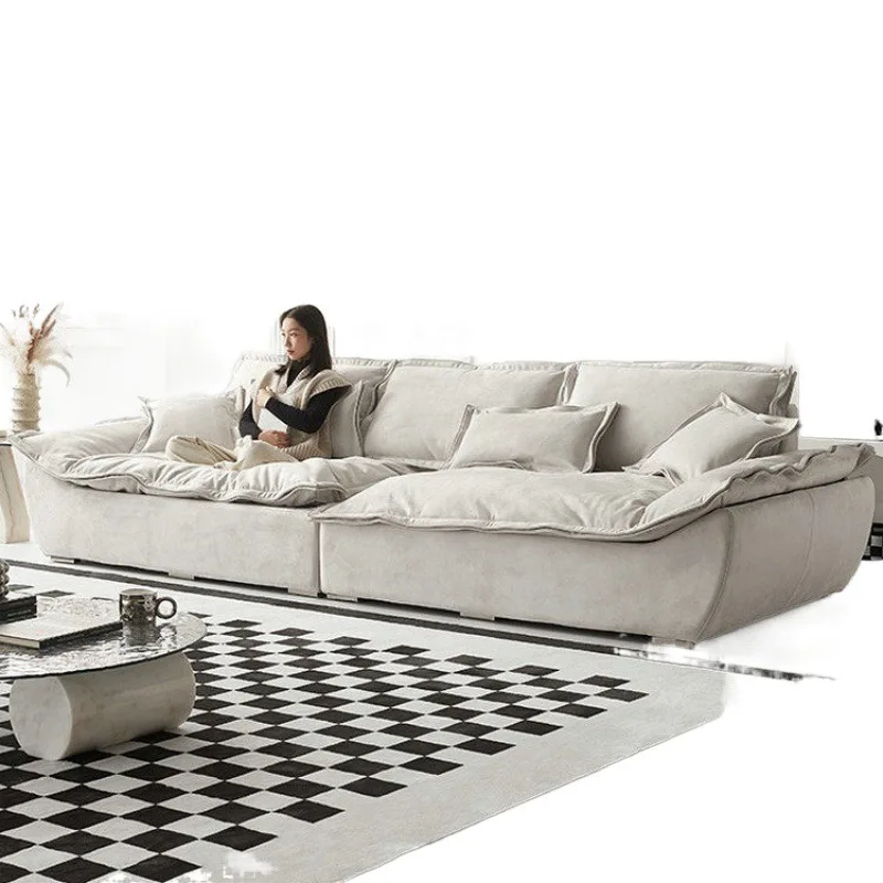 

Italian minimalist sailing sofa, super wide and deep sitting, straight row of cat paw leather down in the living room