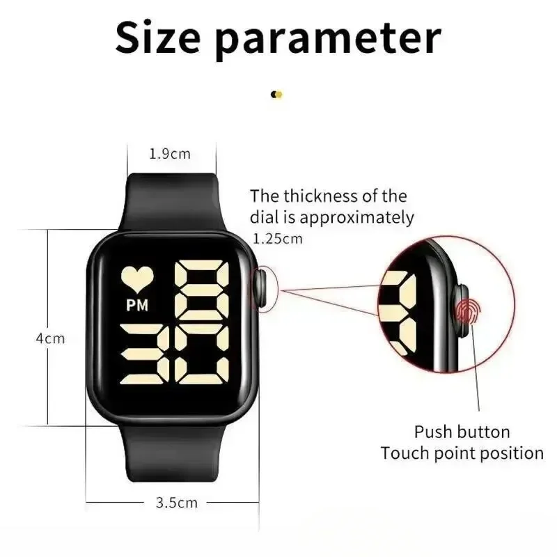 Watch for Women Brand Sports Electronic and Men Digital Watch Children Big Screen Square LED Student Wrist Watches Montre Femme