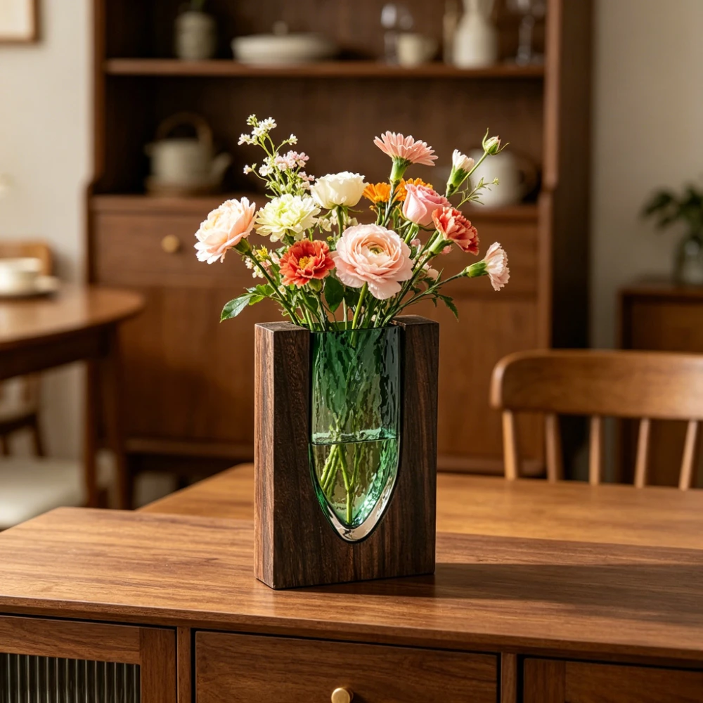 Nordic Style Wooden Frame Gree - Glass Vase Nordic 评论和价格