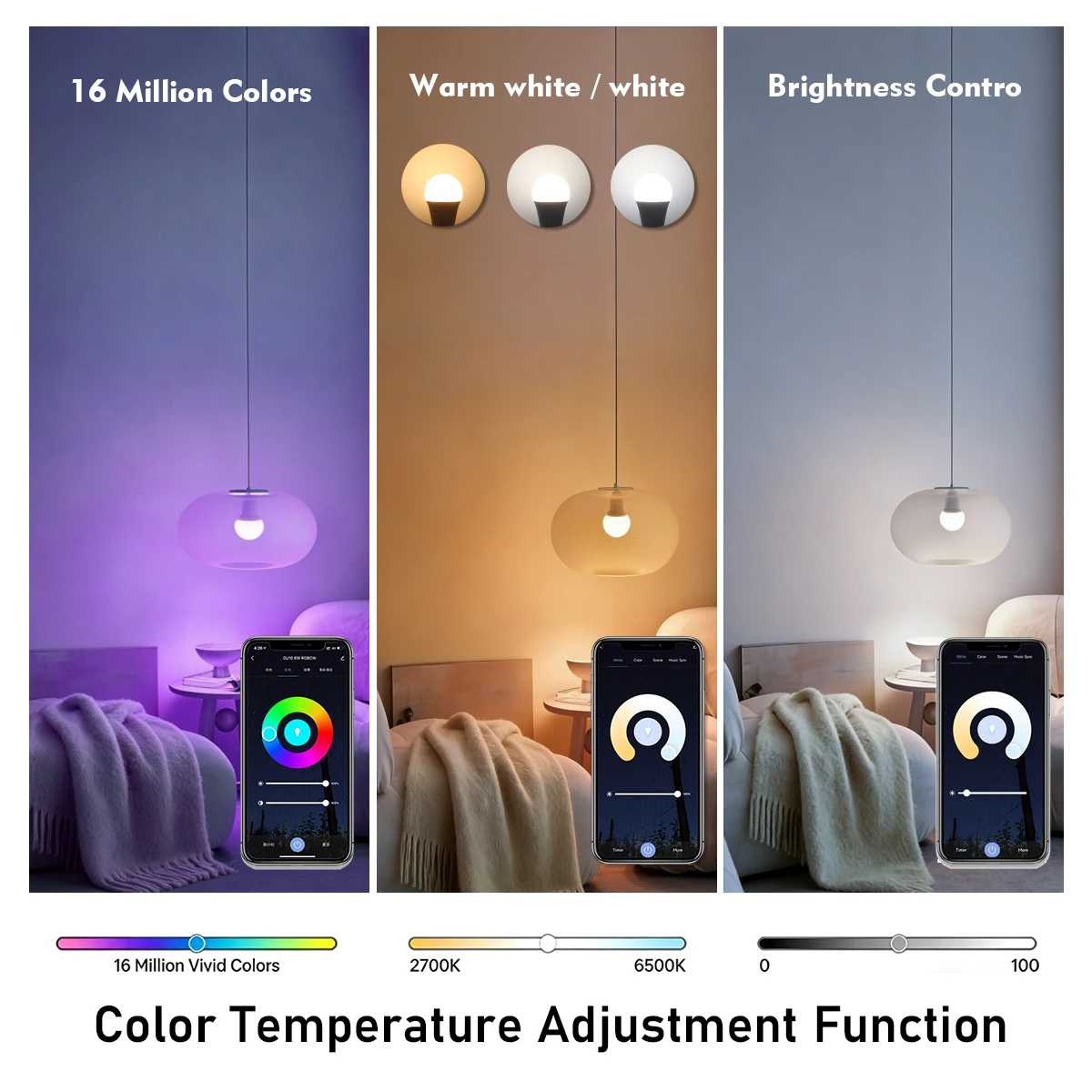 1-10PCS 10W  E27 B22 RGB Smart LED Bulb Tuya WiFi Colorful AC110V 220V Dimmable Light APP Alexa Google Home Alice Voice Control - view 4