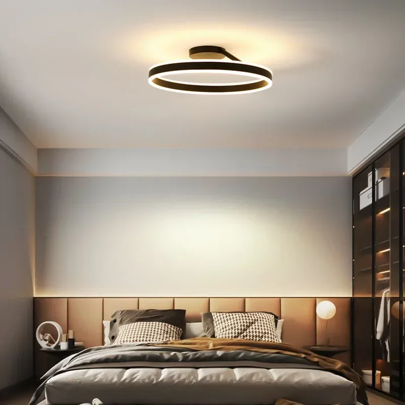 

Circular LED ceiling pendant light Nordic minimalist white/black ceiling light, suitable for bedroom, dining room home lighting