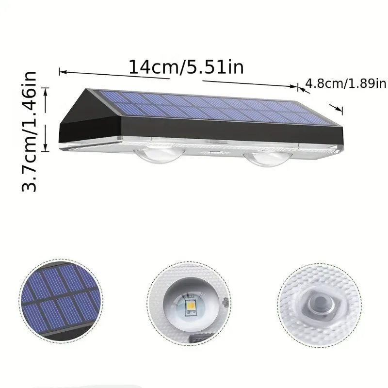 4 Piece Solar Wall Lamps - Color-Changing, Automatic Switch, Up-Down Flashing Lighting, Garden Lawn Decoration, Wall Projection Effect, Solar Charging, Indoor and Outdoor Decoration, Terrace, Fence