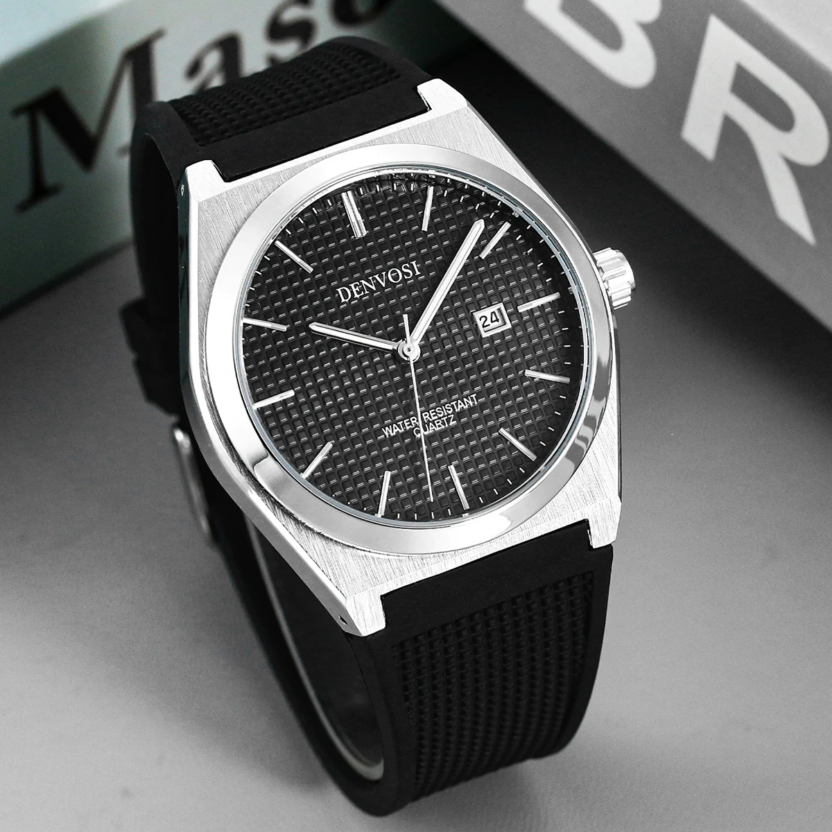 New Fasion casual quartz watch Waterproof Male Clock Luminous Stainless Steel Square Quartz Men Watch