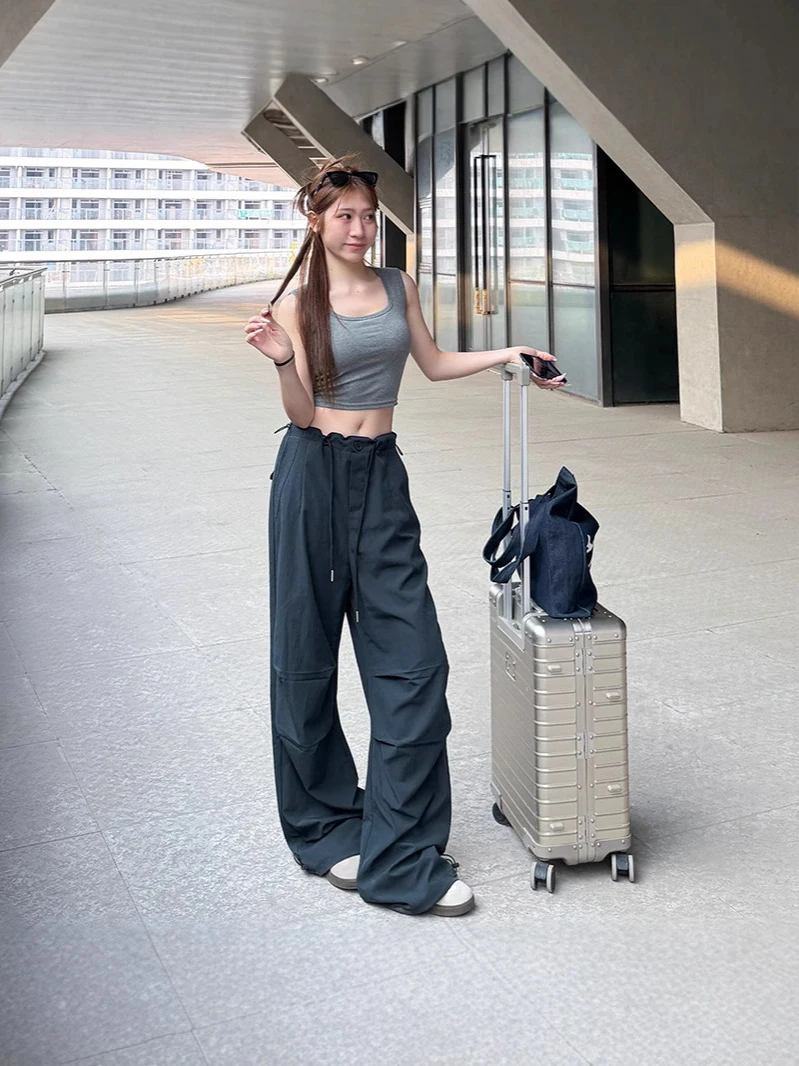 

Брюки-карго женские молодежные осенние хлопковые брюки оверсайз элегантные для поездок на работу во французском стиле шикарные деловые повседневные удобные офисные брюки против морщин