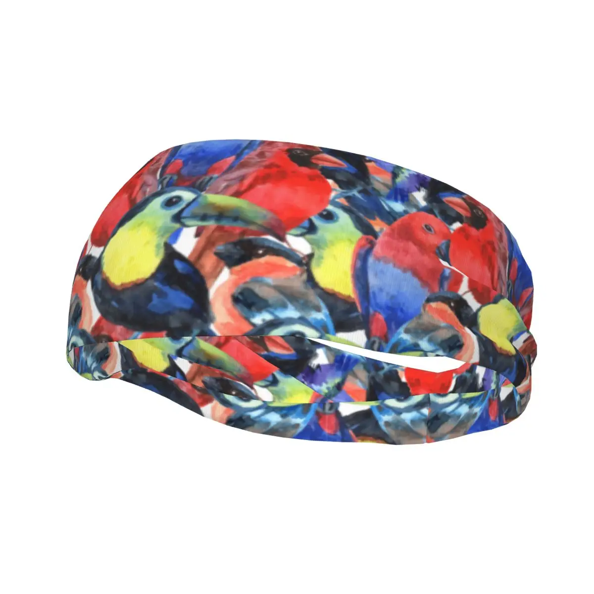 Sports Headband Portable Hair Band Tropical Birds Colorful Parrots Hair Wrap Brace Running Exercising Sweatband
