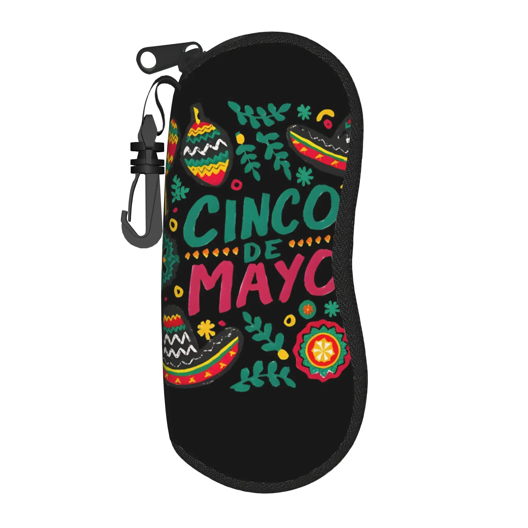 Cinco De Mayo   Glasses Case Men Women  Sunglasses Case Cute Zip Eyewear Accessory Convenient Eyeglass Protector