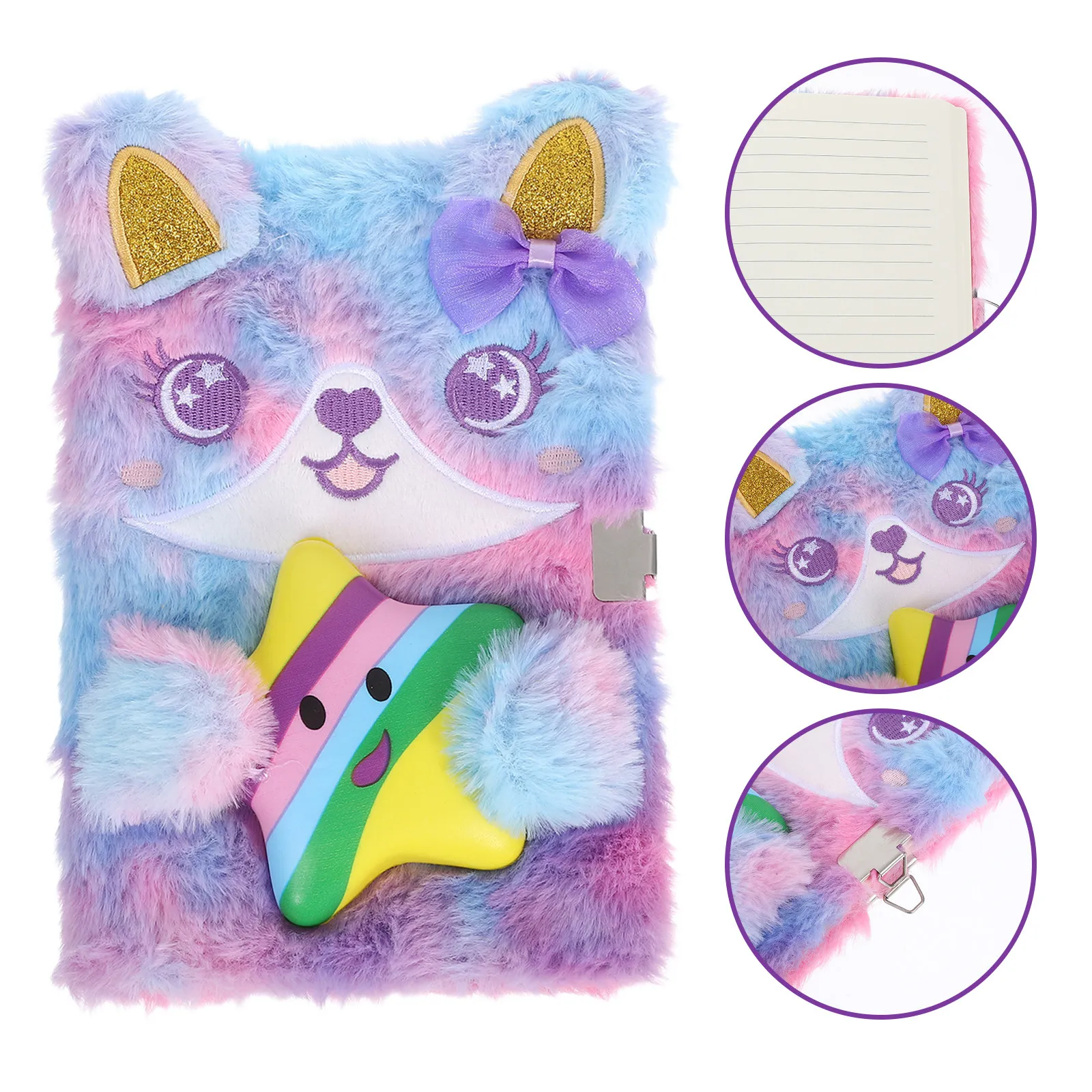 Cute Cartoon Animal Notebook Soft Cover Lock Diary Secret Writing Journal School Travel Journals for