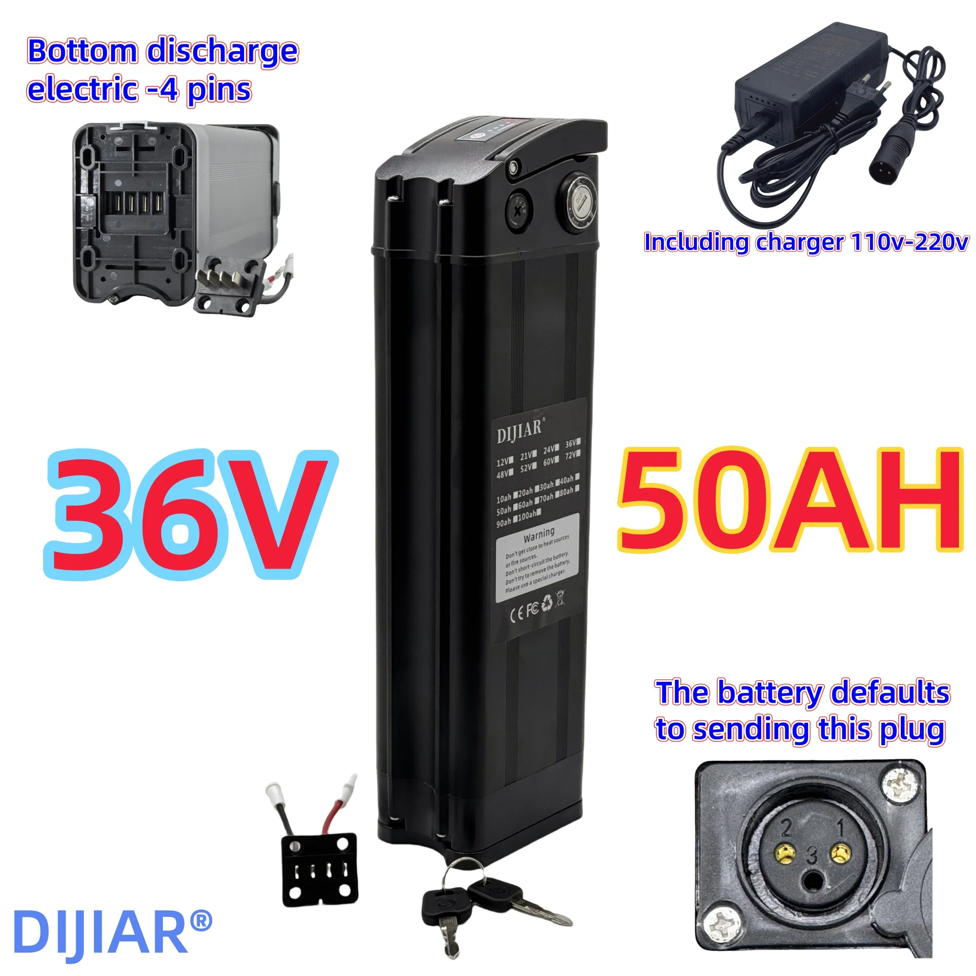 Luchtvervoer, DIJIAR 36V Zilvervisjes lithiumbatterij 20AH-50AH, BMS-bescherming voor opvouwbare elektrisch ondersteunde voertuigen 500W-2000W