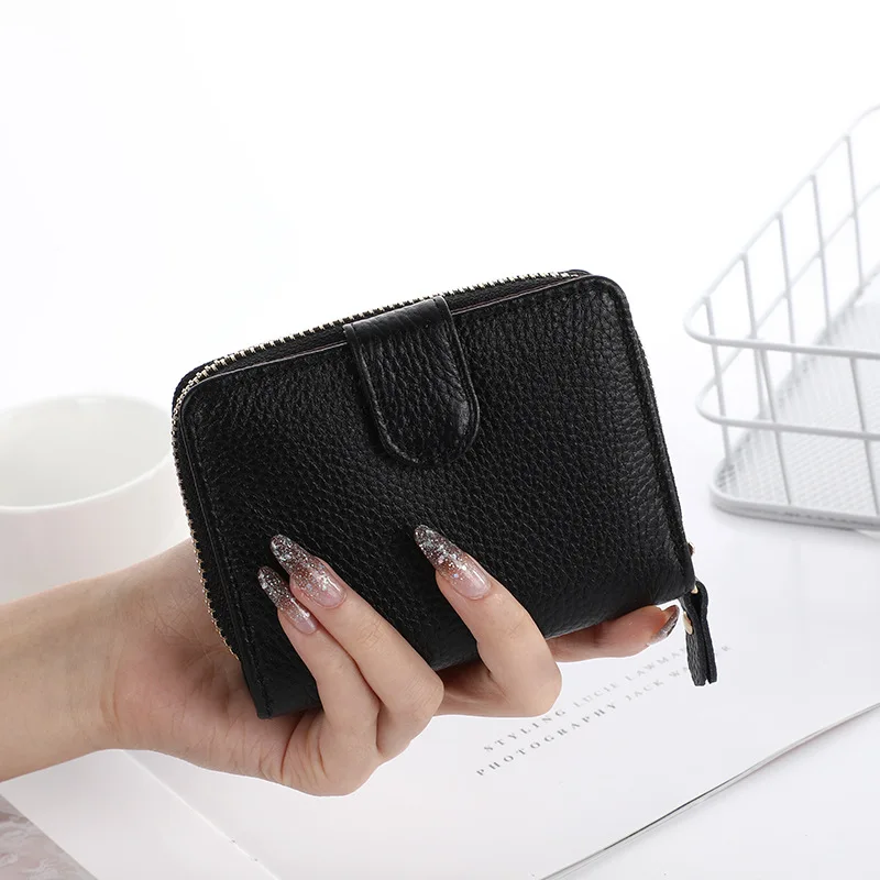 New organ wallet ins women's change bag, genuine leather card bag, multi-functional large-capacity zipper wallet for women