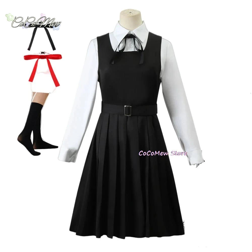 أنيمي بالمنشار تأثيري زي للفتيات ، فستان Mitaka Asa ، ربطة عنق سوداء حمراء ، زي موحد للنساء ، ملابس هالوين للفتيات