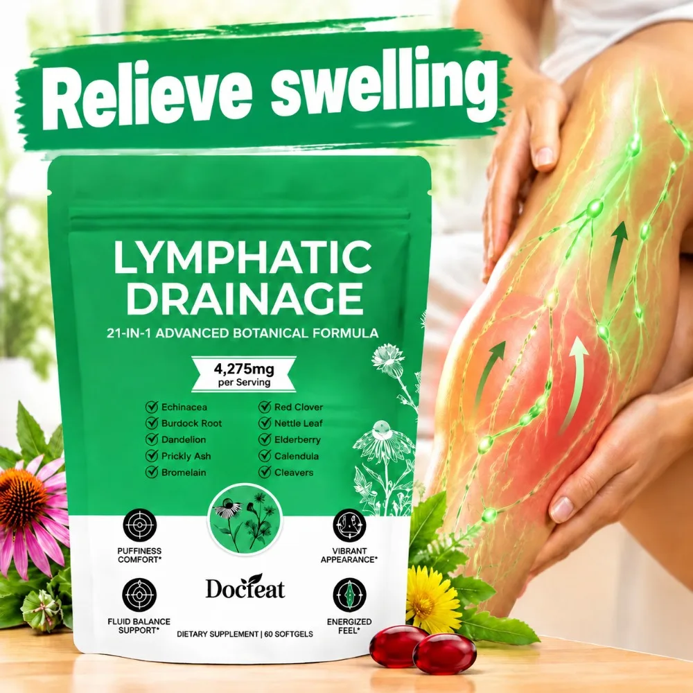 Lymphatic Drainage Softgels for Puffiness Comfort Maintain Body Fluid Balance Enhance Vitality Boost Energy with Echinacea 60Ct