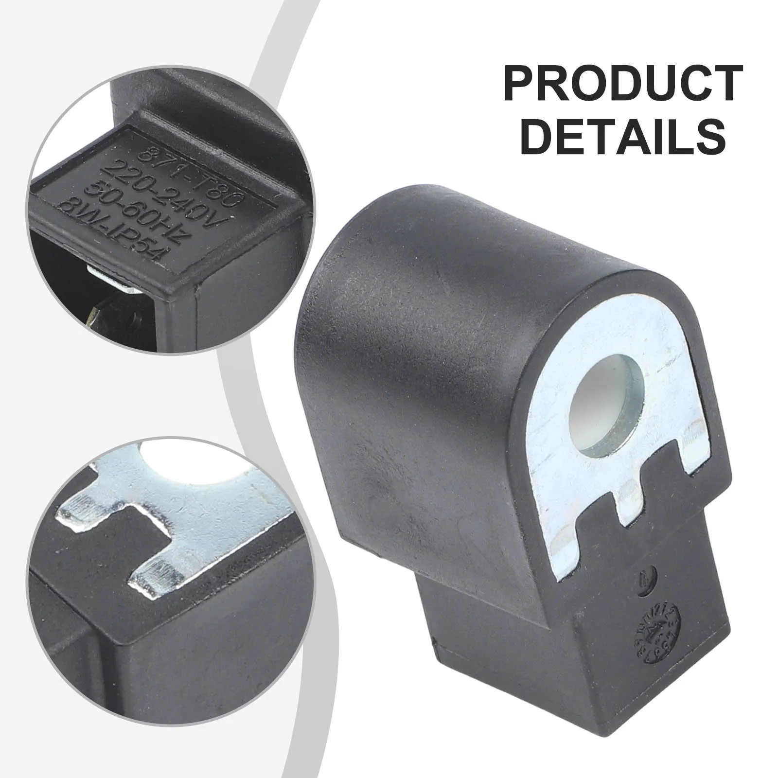 Fuel Valve Solenoid Coil 220V-240V 50-60Hz 8W 9W IP54 For Suntec Heating Boiler Pressure Oil Pump Component Black ABS view 3