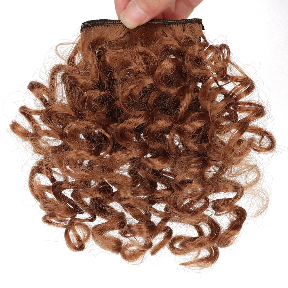 Flequillo rizado sintético para mujer, Afro Puff, rizado, Clip en postizos, estilo Natural, fibra resistente al calor, extensión de cabello