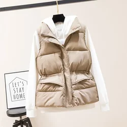 Winter Women Parkas Cotton Padded Coats Vest Jackets Thick Down Cotton Jacket Bread Coat Warm Portable Outwear Y2k Streetwear