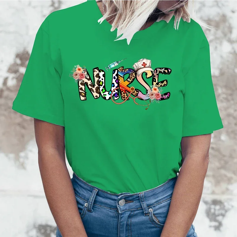 Nurse Print T Shirt Short Sleeve O Neck Loose Women Summer Cool Tshirt Men Tee Shirt Tops Clothes