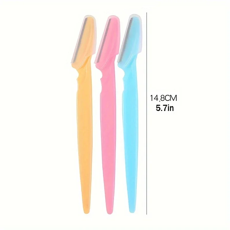 Trimmer per sopracciglia da 3 pezzi - Shaper professionale per sopracciglia, strumento multifunzione per la depilazione del viso esfoliante, beige chiaro