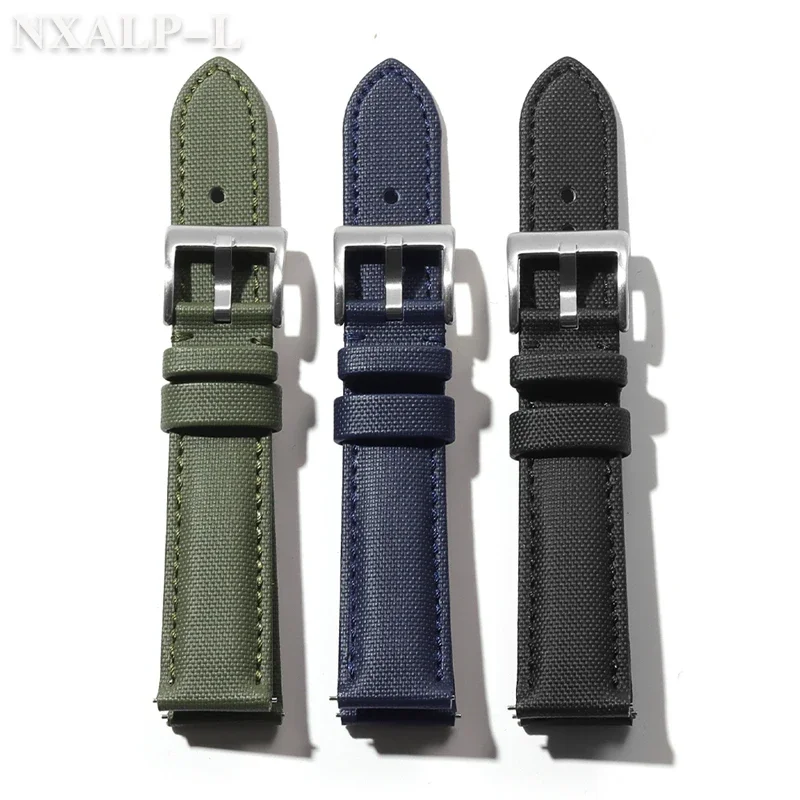20mm 22mm Quality Sailcloth Leather Watch Strap for Seiko Belt Waterproof Fabric Watchband Qucik Release Wristband Accessories