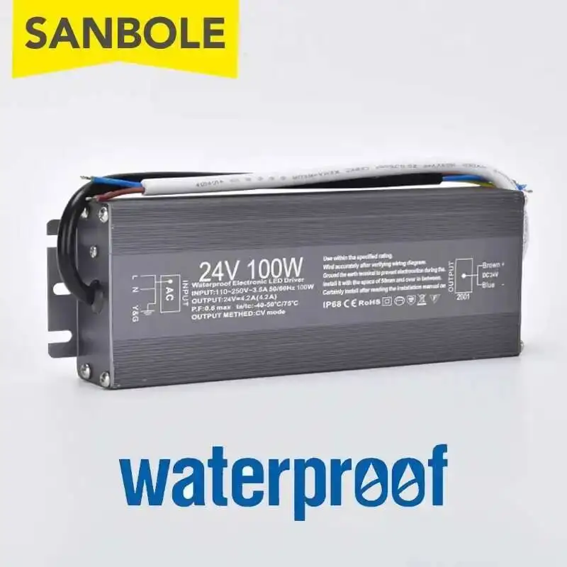 

FS-100 F-150 Ultra Thin Slim Waterproof IP67 Switching Power Supply 12V 24V 100W 150W Outdoor Light LED Driver Transformer