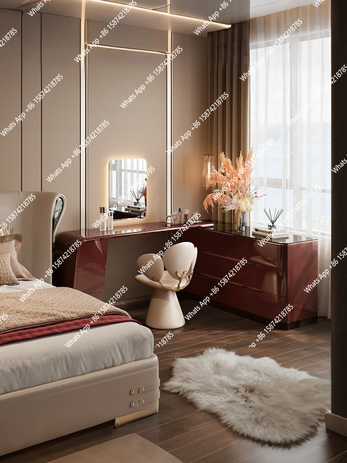 

XS Italian Light Luxury Modern High-end Makeup Stool Chair, Makeup Stool Single Chair