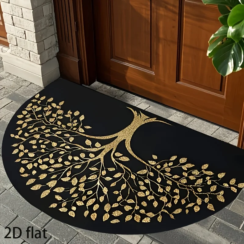 VIKAMA Tree of Life Semicircle Doormat Non Slip Entryway Rug Indoor Outdoor Foyer Floor Mat
