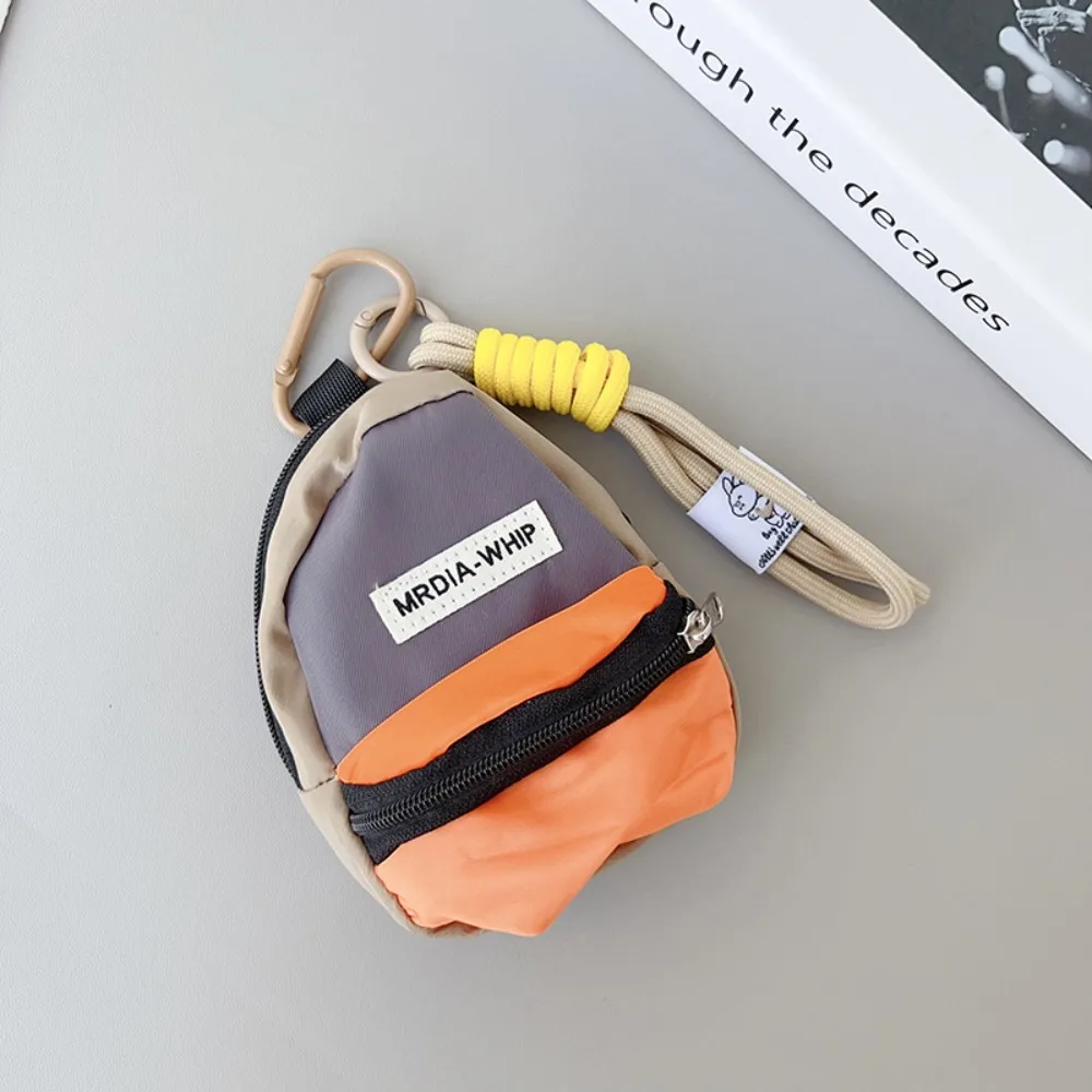 Creative Hanging Coin Purse Contrasting Color Short Wrist Strap Earphone Storage Bag Pendant Anti-theft Small Key Bag Girl