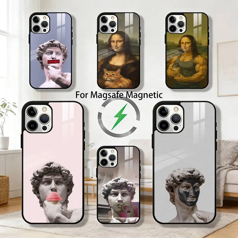 

Aesthetic David Mona Lisa Phone Case For iPhone 17,16,15,14,13,12,Plus,Pro,Max For Magsafe Magnetic Wireless Charge