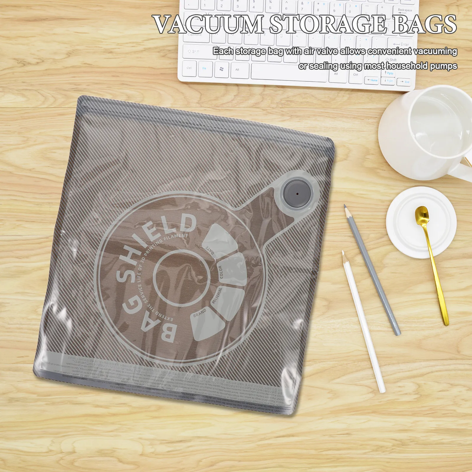 

6Pcs 3D Printer Filament Vacuum Bags Light Proof Moisture Resistant Storage Air Valve Sealed Spool Protect Reusable Filament