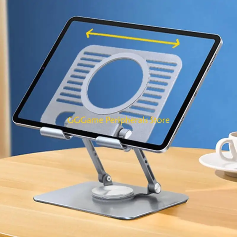 

U55B Foldable Rotatable Metal Tablets Stand Height Adjustment for 4-12.9inch Tablets Laptop Desktop Entertainment Holder