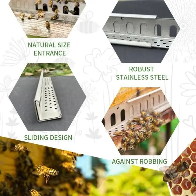 H8WB 4pack حراس مدخل خلايا النحل المعدنية القابلة للعكس مع تصميم تدفقات الهواء المزدوجة لسلامة مستعمرة على مدار السنة