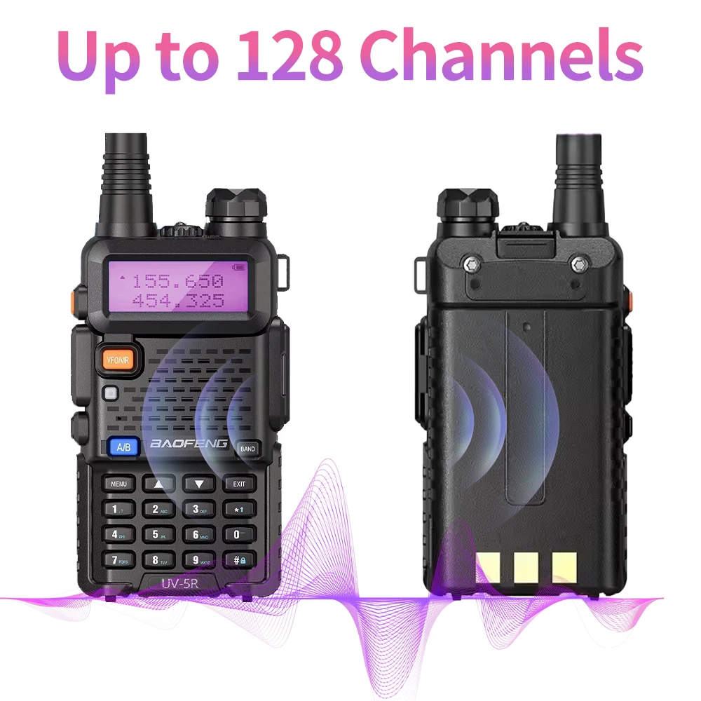 BaoFeng Walkie Talkie UV-5R  High Quality 5W Dual Band Long Range 128CH Portable Handheld Communication Ham 2-Way Radio For Outd