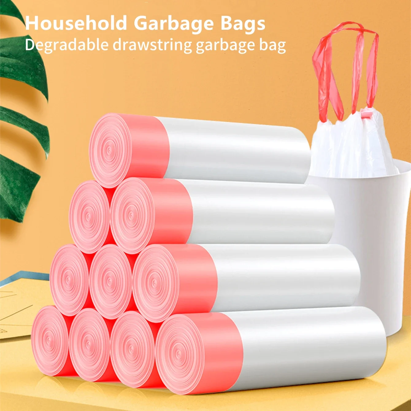 270pcs, Drawstring Garbage Bag, Household Garbage Bags With Drawstring Closure,Thickened Disposable Garbage Bag