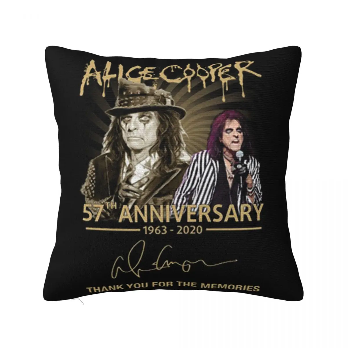 Alice Cooper 57Th Anniversary 1963 2020 Signature Thank You For The Memories Pillow Case